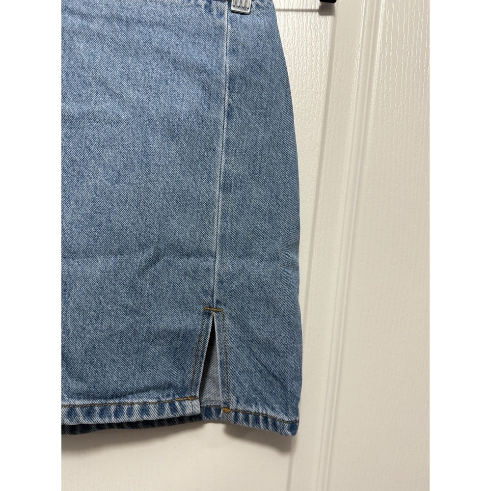 Pull & Bear Women S Light Wash Denim Mini Skirt Coastal Cowgirl Y2K Western Slit - Picture 9 of 14